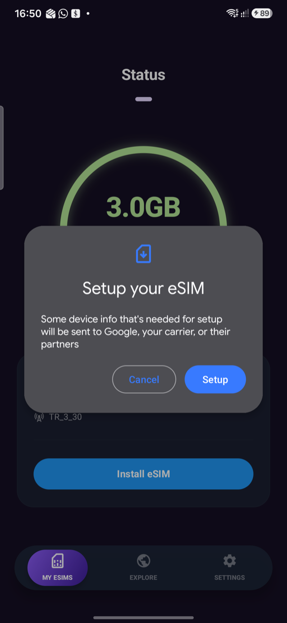 Bestätigen Sie die Einrichtung Ihrer eSIM